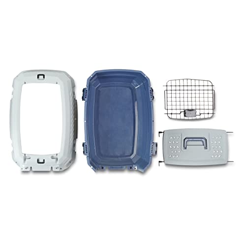 Hard-Sided Cat Carrier, Two-Door Top-Load Pet Dog/Cat Travel Box Carrier, Blue, 58 L x 38 W x 33 H cm