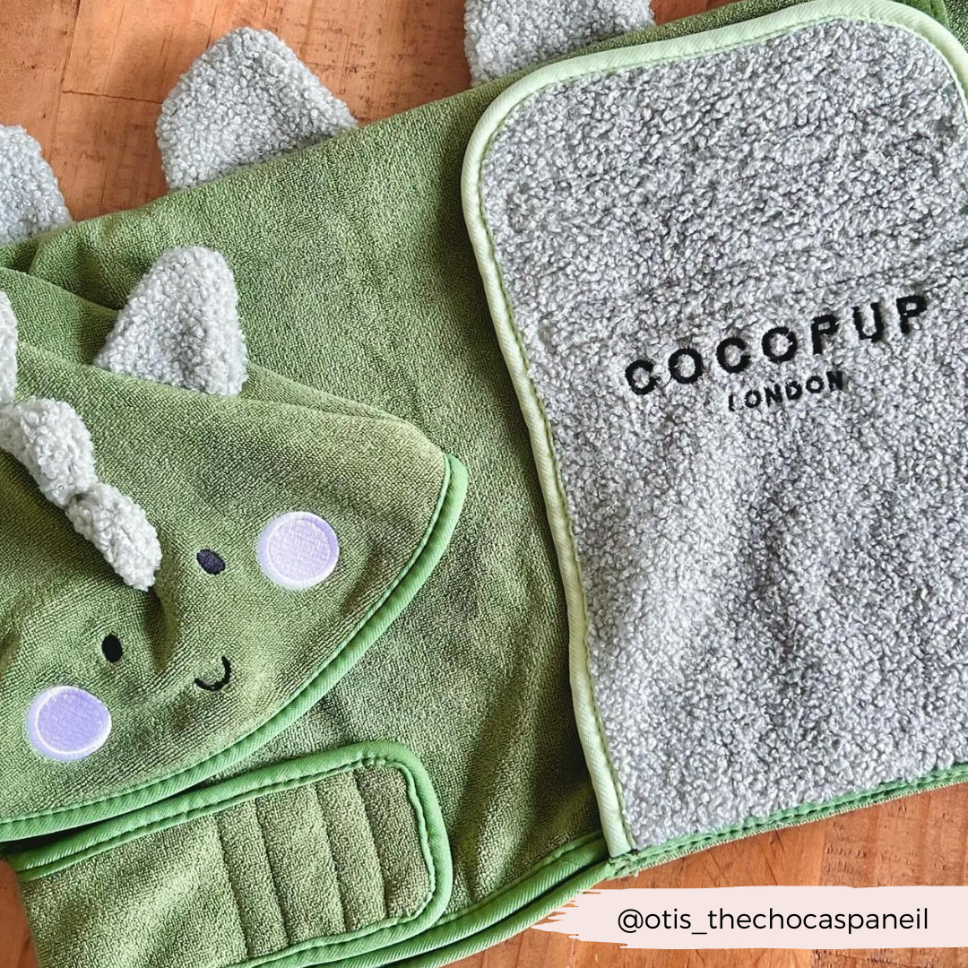 Dinopup Dog Drying Robe – Soft Microfibre Bathrobe with Dino Design