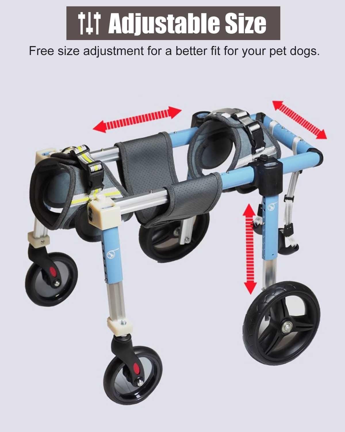Adjustable Dog Cart Wheelchair Full Body, Dachshund Dog Mobility Cart with Four Wheel, Comfort Pet Dog Rehabilitation Equipment for Old/Injured Dogs