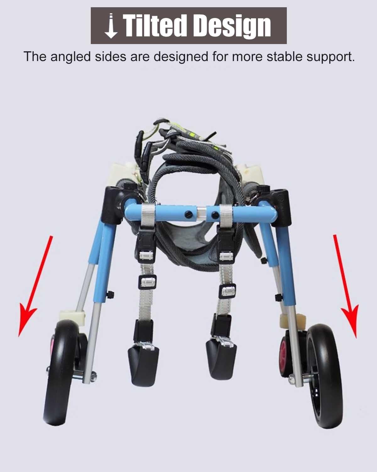Adjustable Dog Cart Wheelchair Full Body, Dachshund Dog Mobility Cart with Four Wheel, Comfort Pet Dog Rehabilitation Equipment for Old/Injured Dogs