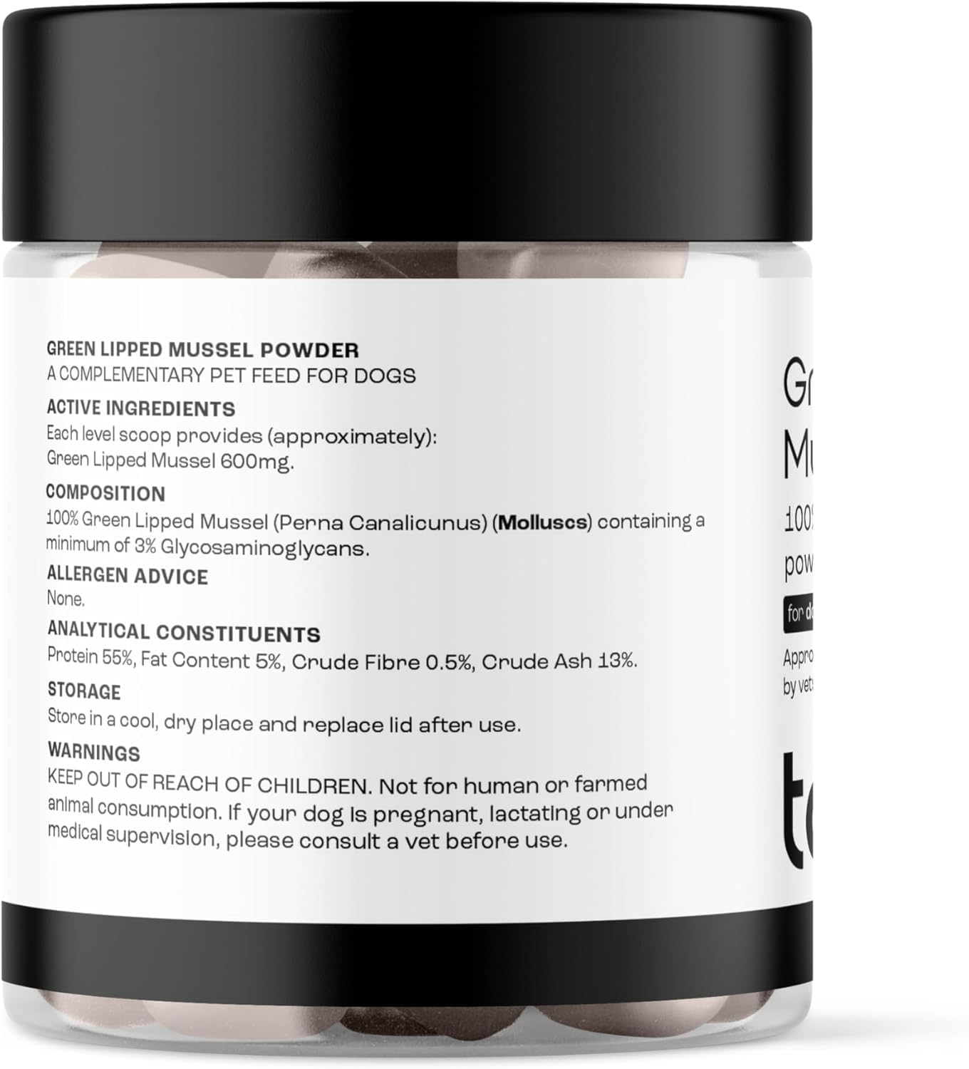Puptons Green Lipped Mussel Powder for Dogs | Joint Care Supplement Rich in Amino Acids & Glucosamine | 100% Pure Green Lipped Mussel | Supports Mobility & Flexibility | Measuring Scoop Included