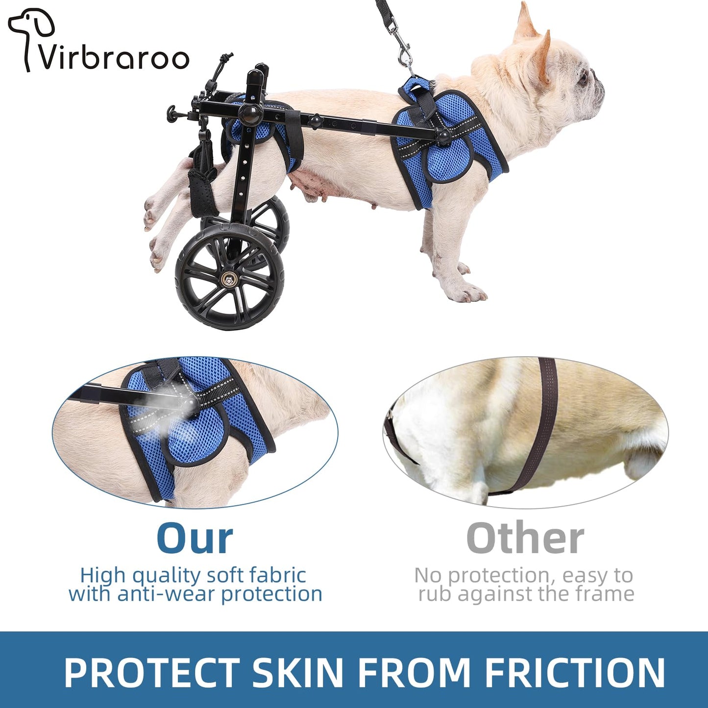 Dog Wheelchair for Back Legs, Upgraded All-Terrain Tires for Small Dog Wheelchair, Adjustable Dog Wheelchair, Reflective Safety Design for Back Leg Disabled or Injured Small Dogs