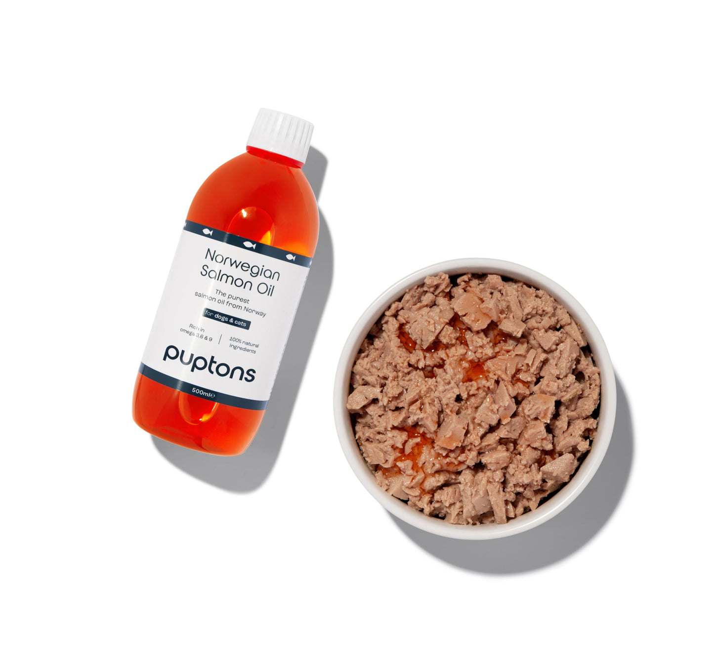 Puptons Norwegian Salmon Oil for Dogs & Cats | Contains 21 Omega Fatty Acids | Fish Oil Supplement for Glossy Coat, Immune Support, Itchy Skin, Softer Paws, Joint & Brain Health | 500ml without pump
