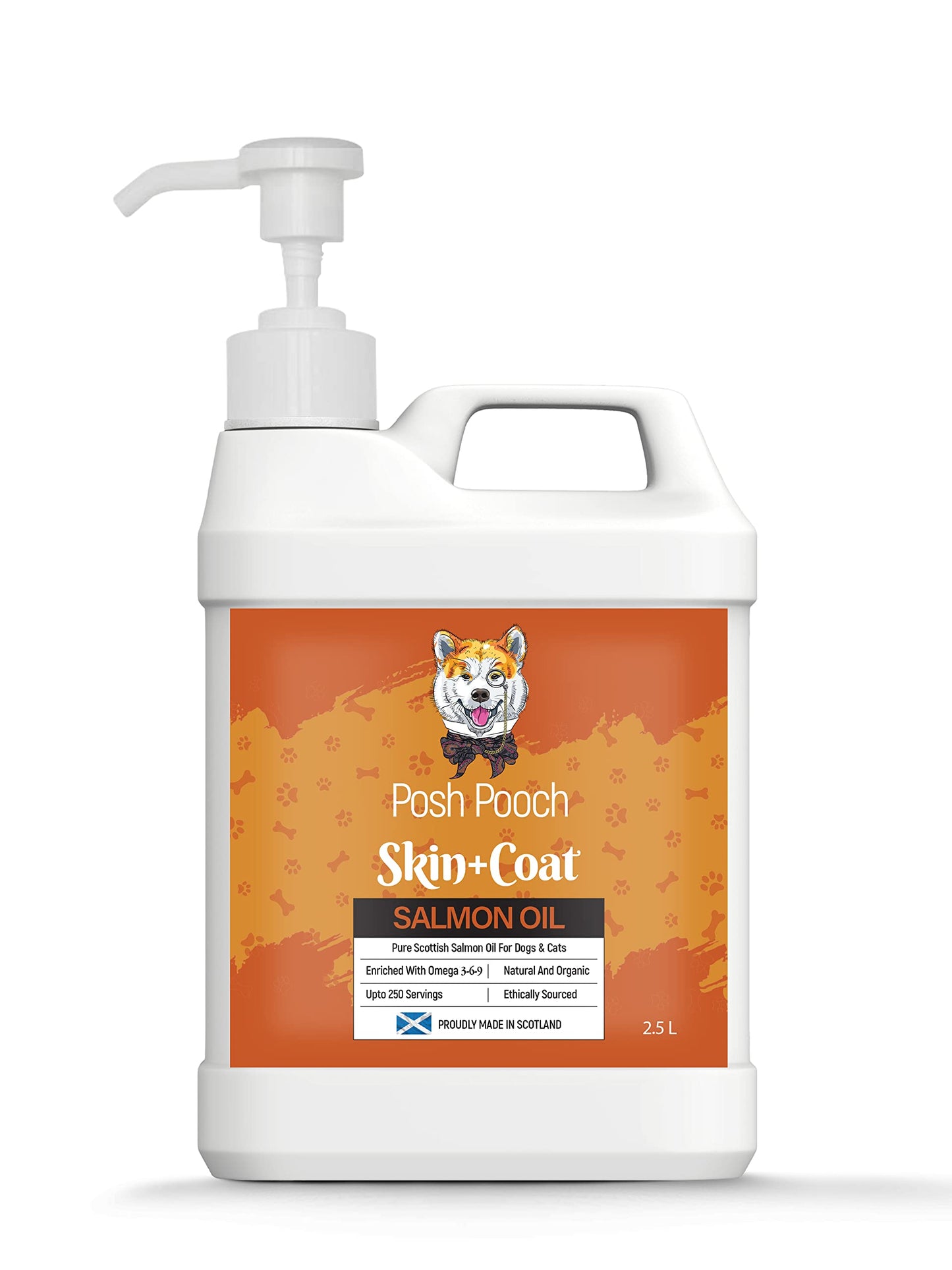 Scottish Salmon Oil For Dogs & Cats 1 Litre Omega 3,6,9 Vitamin E, Pure Fish Oil Promotes Coat, Enhanced Appetite, Relieves Itchiness, Increase Energy Kibble Supplement Booster (1 Litre (1000ml))