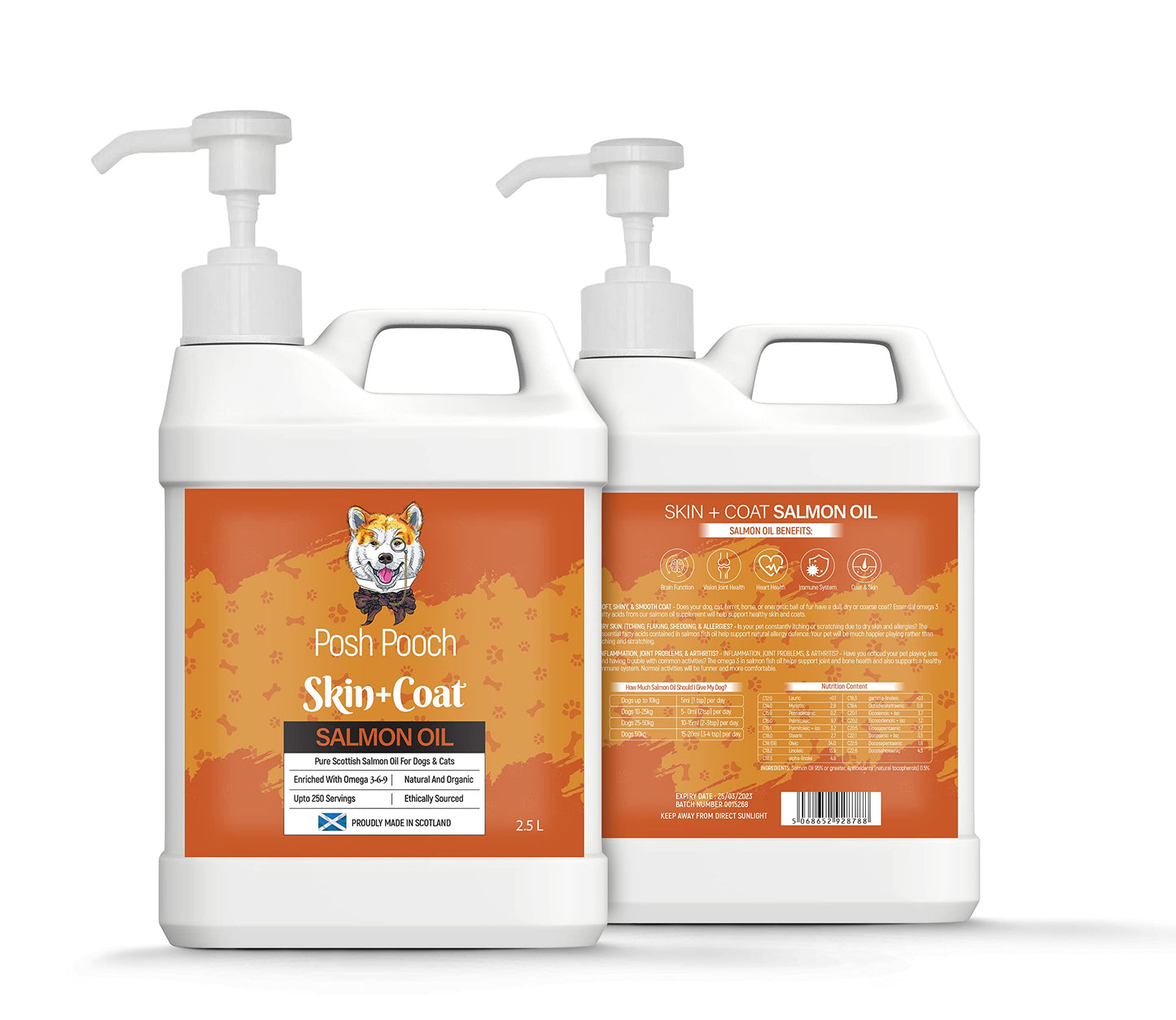 Scottish Salmon Oil For Dogs & Cats 1 Litre Omega 3,6,9 Vitamin E, Pure Fish Oil Promotes Coat, Enhanced Appetite, Relieves Itchiness, Increase Energy Kibble Supplement Booster (1 Litre (1000ml))