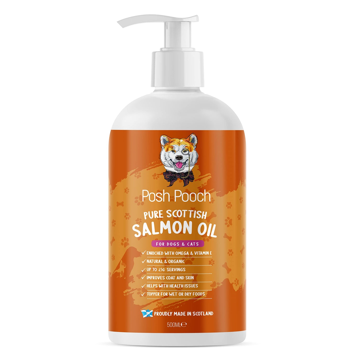 Scottish Salmon Oil For Dogs & Cats 1 Litre Omega 3,6,9 Vitamin E, Pure Fish Oil Promotes Coat, Enhanced Appetite, Relieves Itchiness, Increase Energy Kibble Supplement Booster (1 Litre (1000ml))