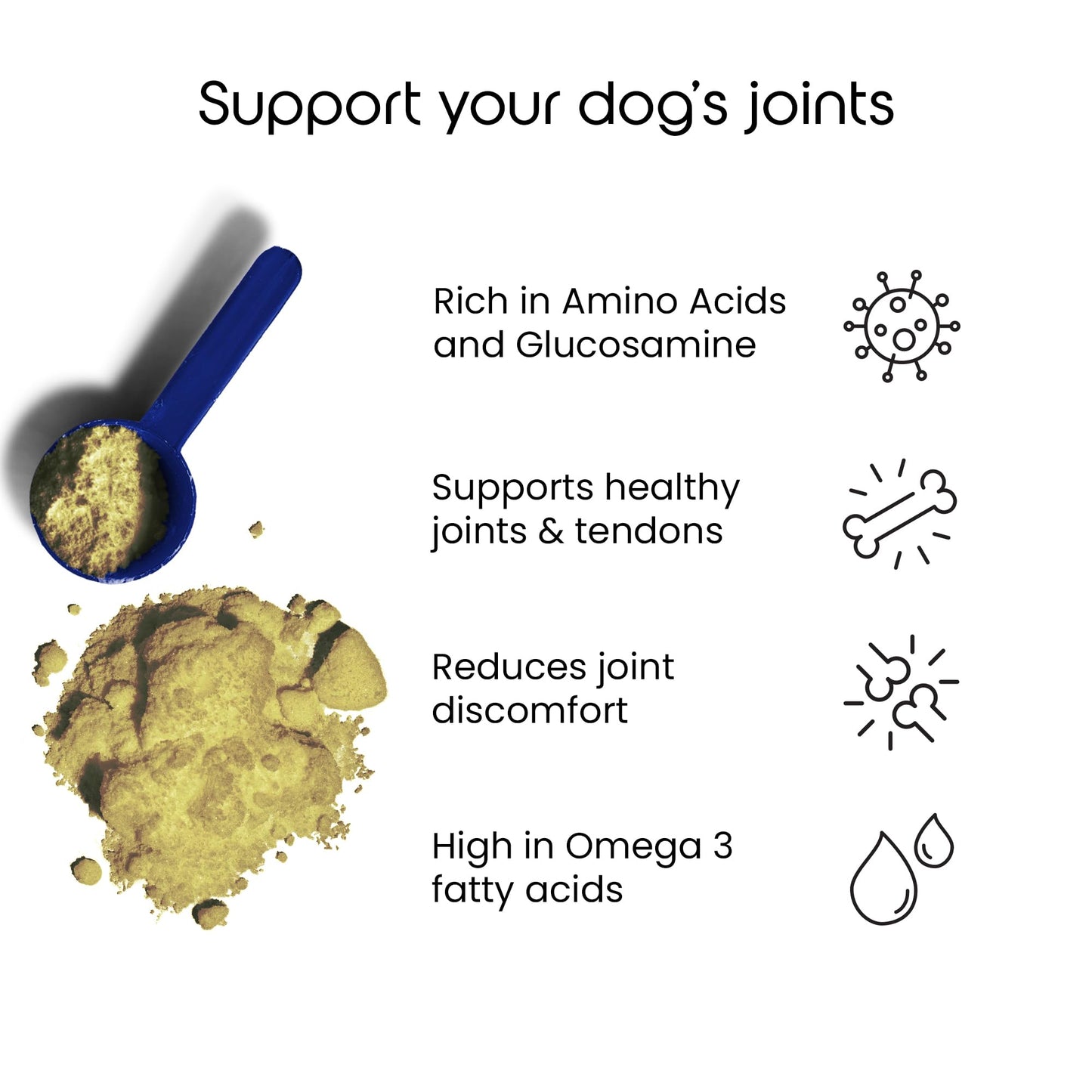 Puptons Green Lipped Mussel Powder for Dogs | Joint Care Supplement Rich in Amino Acids & Glucosamine | 100% Pure Green Lipped Mussel | Supports Mobility & Flexibility | Measuring Scoop Included