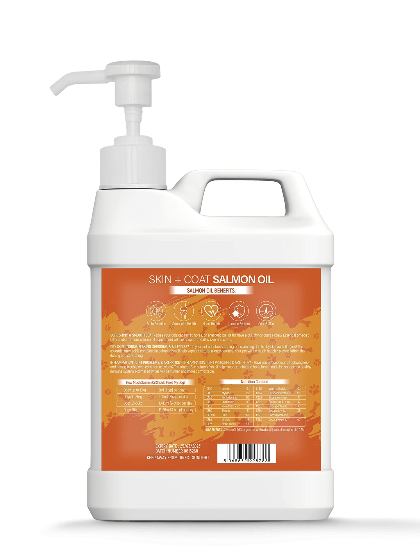 Scottish Salmon Oil For Dogs & Cats 1 Litre Omega 3,6,9 Vitamin E, Pure Fish Oil Promotes Coat, Enhanced Appetite, Relieves Itchiness, Increase Energy Kibble Supplement Booster (1 Litre (1000ml))