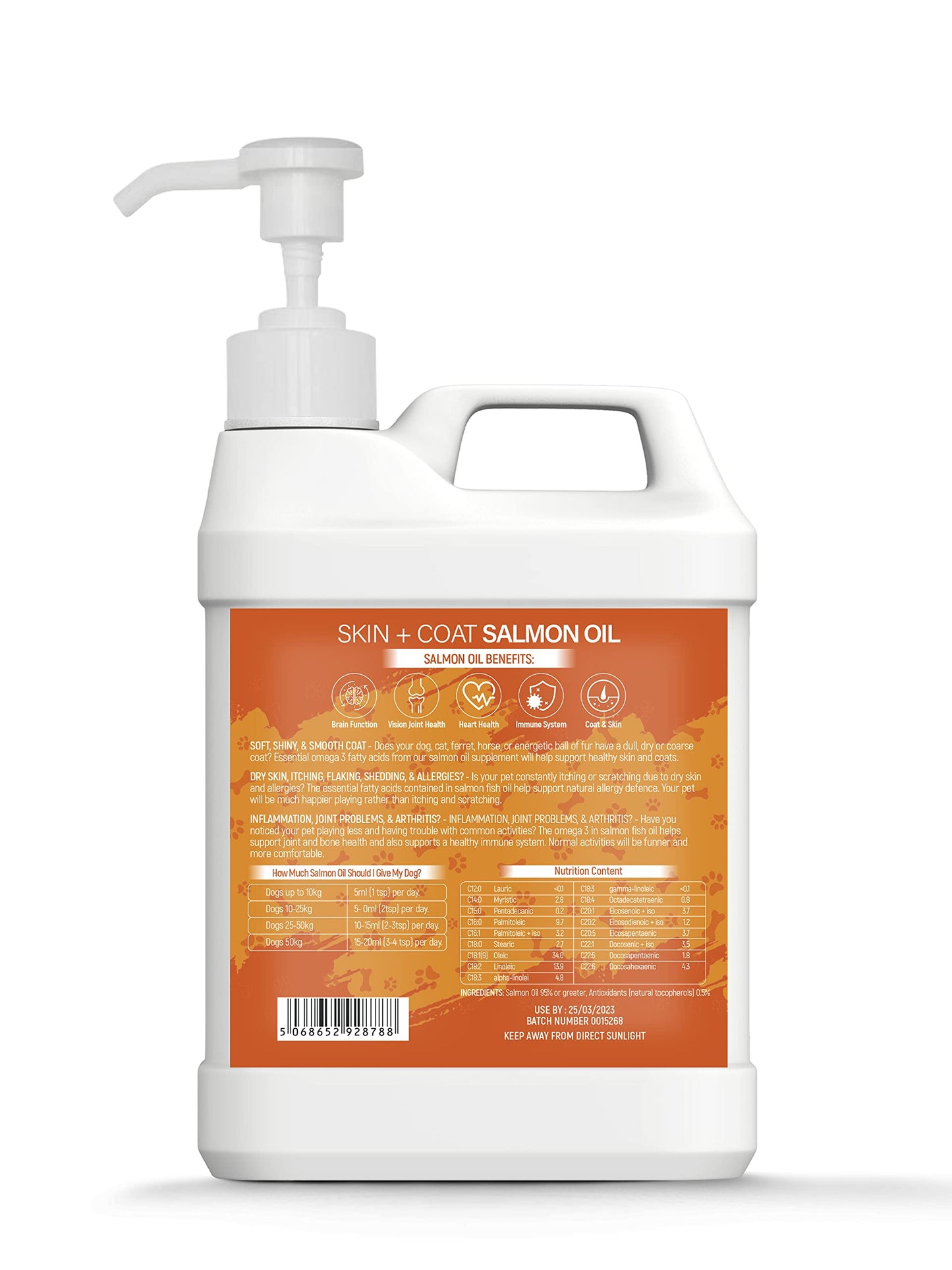 Scottish Salmon Oil For Dogs & Cats 1 Litre Omega 3,6,9 Vitamin E, Pure Fish Oil Promotes Coat, Enhanced Appetite, Relieves Itchiness, Increase Energy Kibble Supplement Booster (1 Litre (1000ml))