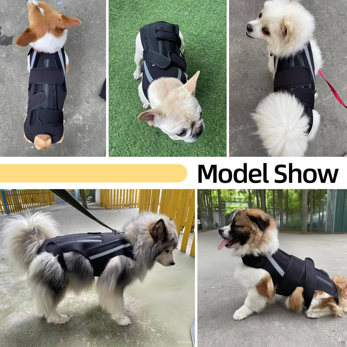 Dog Back Brace M, Adjustable Spine Support Vest for IVDD, Slipped Disc, Herniated Disc, Arthritis, Post Surgery Recovery, Back Pain Relief for Dachshund,Corgi