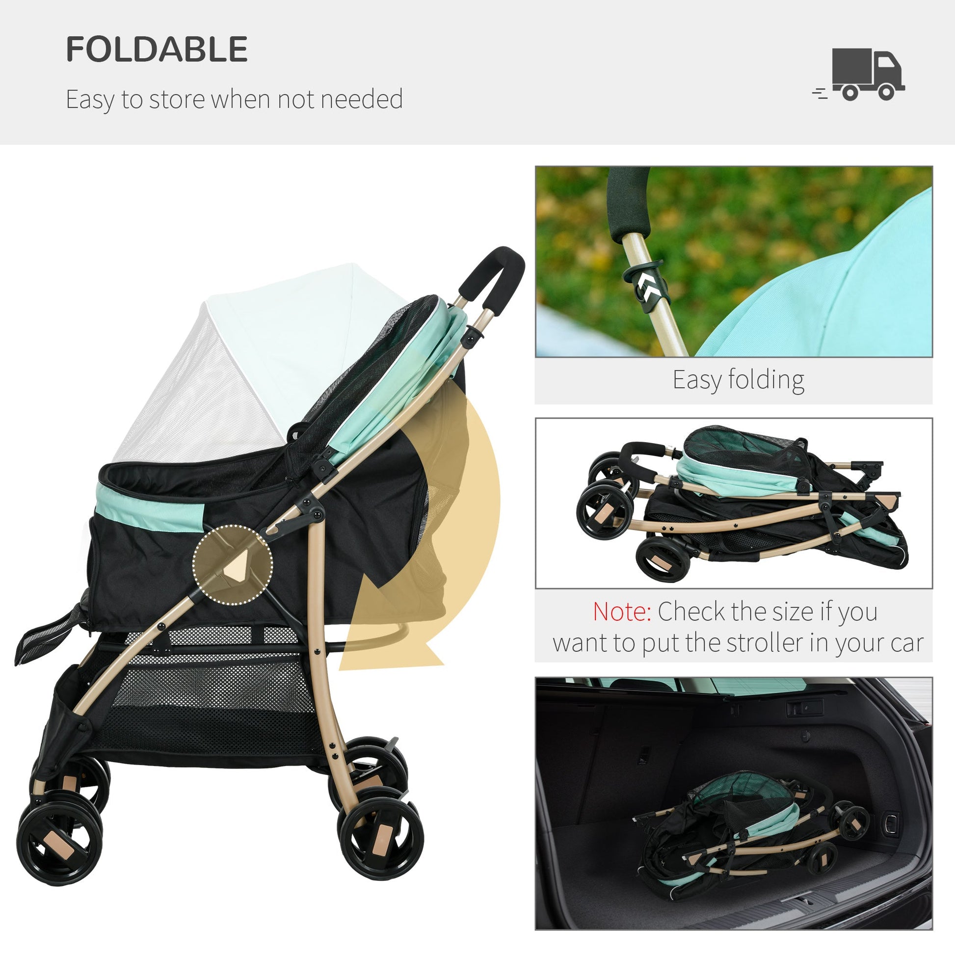Oxfoad Pet Stroller for Small Minature Dogs with Rain Cover Green-4
