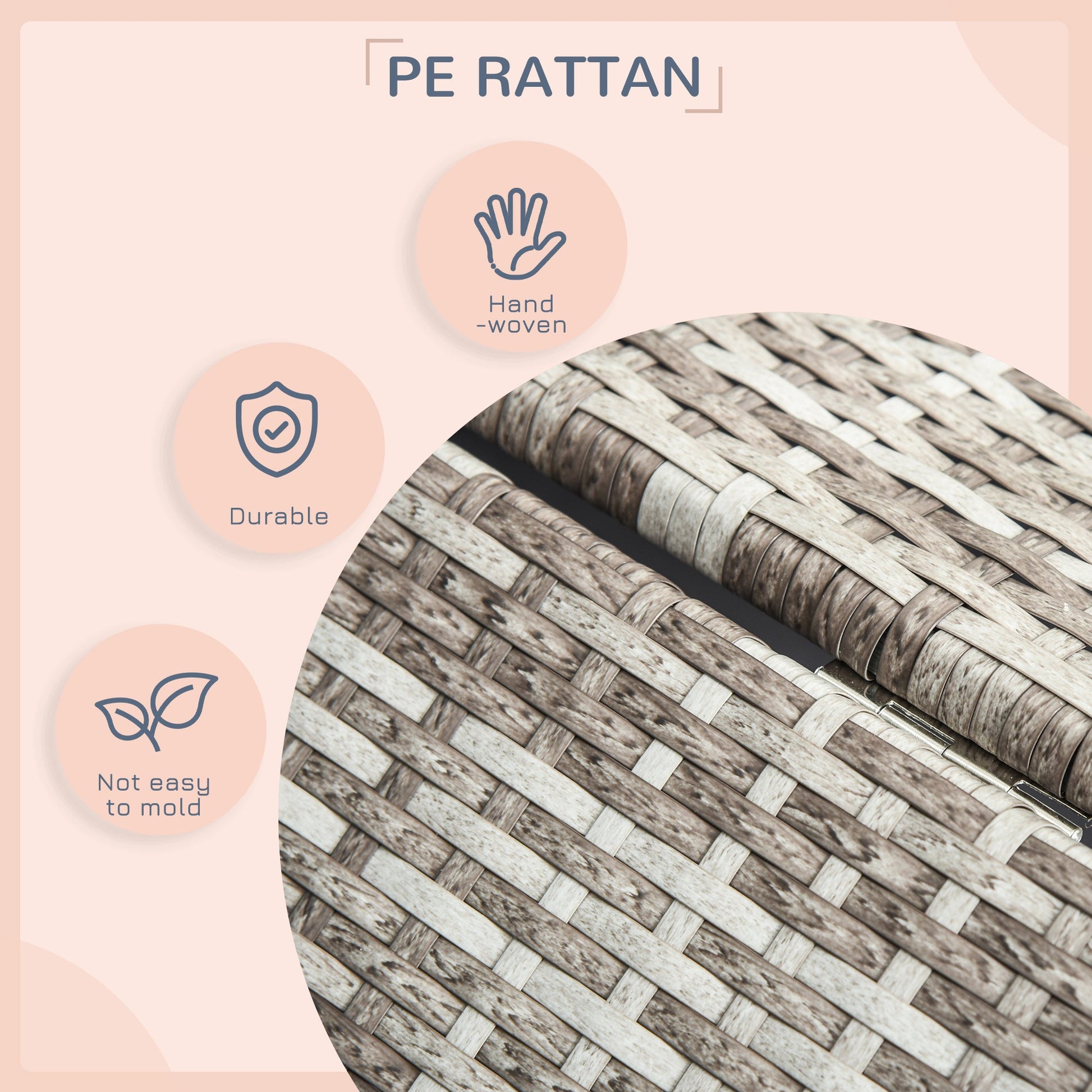 Wicker Dog House, Rattan Pet Bed, with Removable Cushion, Canopy, for Small and Medium Dogs - Dark Grey-4