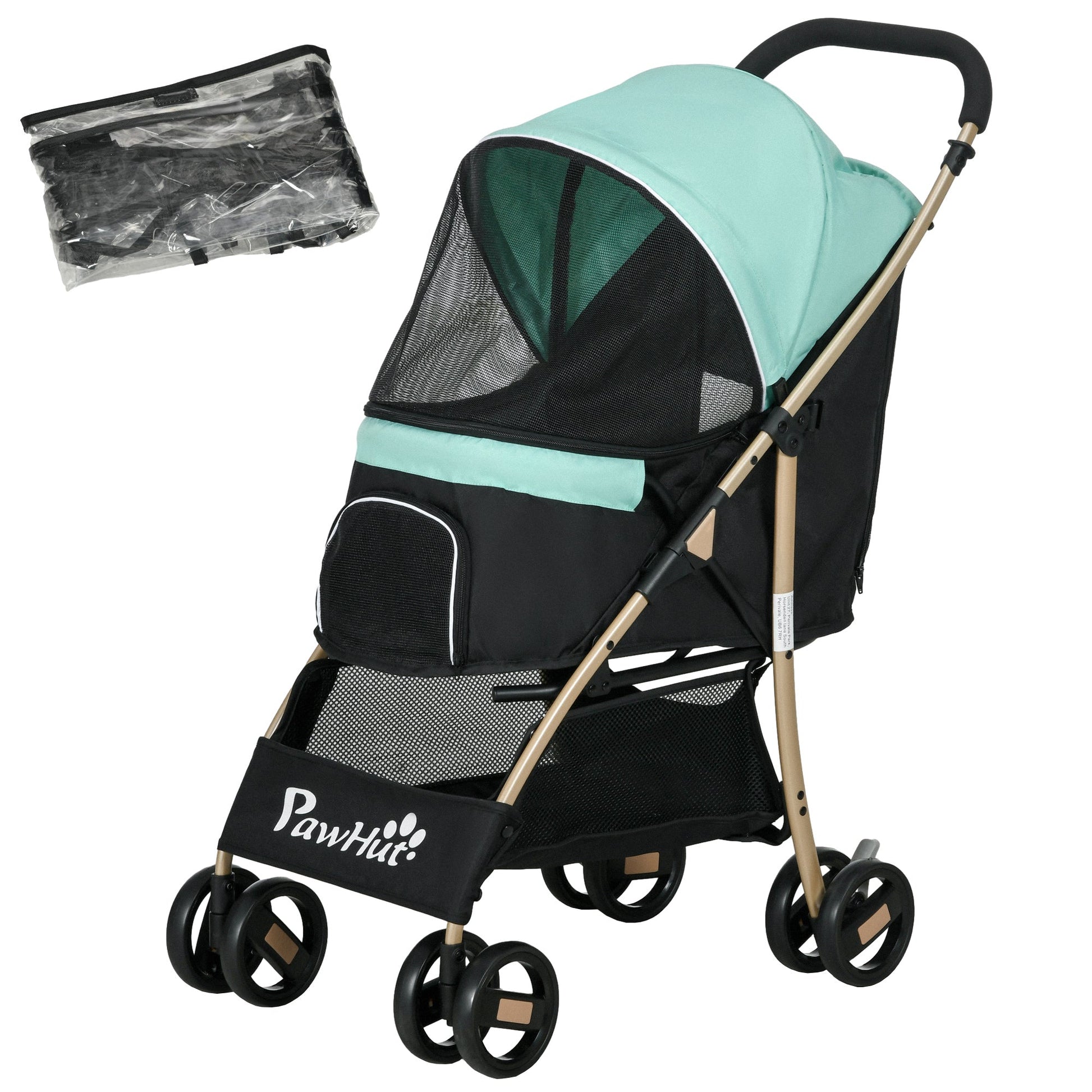 Oxfoad Pet Stroller for Small Minature Dogs with Rain Cover Green-0