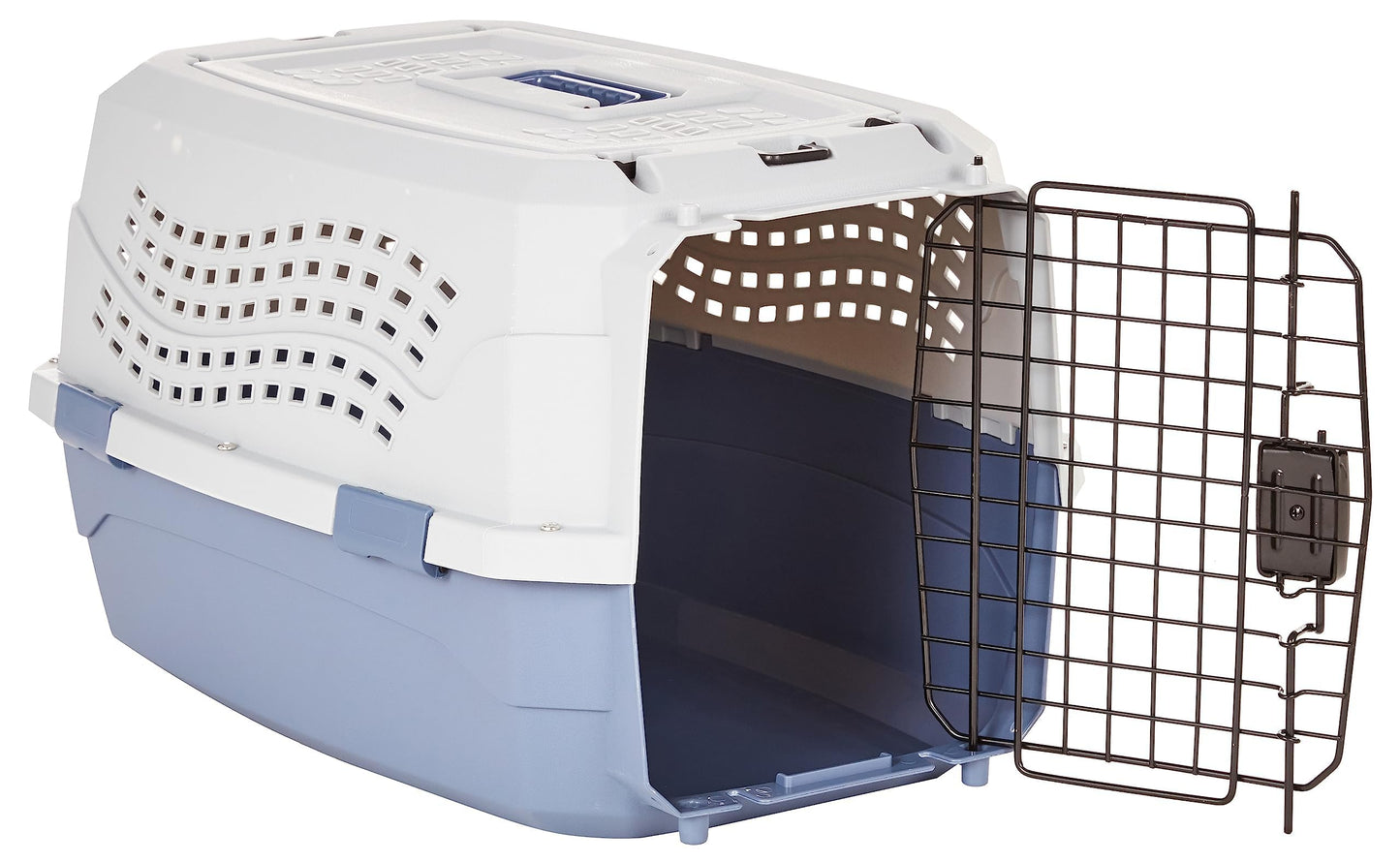 Hard-Sided Cat Carrier, Two-Door Top-Load Pet Dog/Cat Travel Box Carrier, Blue, 58 L x 38 W x 33 H cm