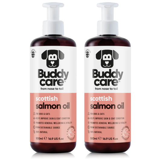 Buddycare Premium Salmon Oil for Dogs UK (500ml) | Essential Omega 3, 6 & 9 Cat & Dog Supplements | Natural Omega 3 For Cats | Salmon Oil For Cats for Immune Support