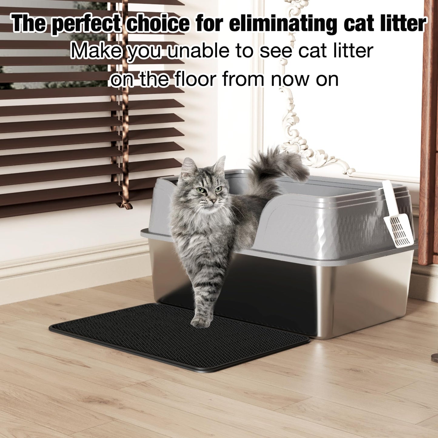 Stainless Steel Litter Box With Lid High Sided Cat Litter Tray Extra Large Metal Litter Tray Anti-Leakage Deep Kitten Litter Trays Splash Proof Top Entry Cat Litter Box