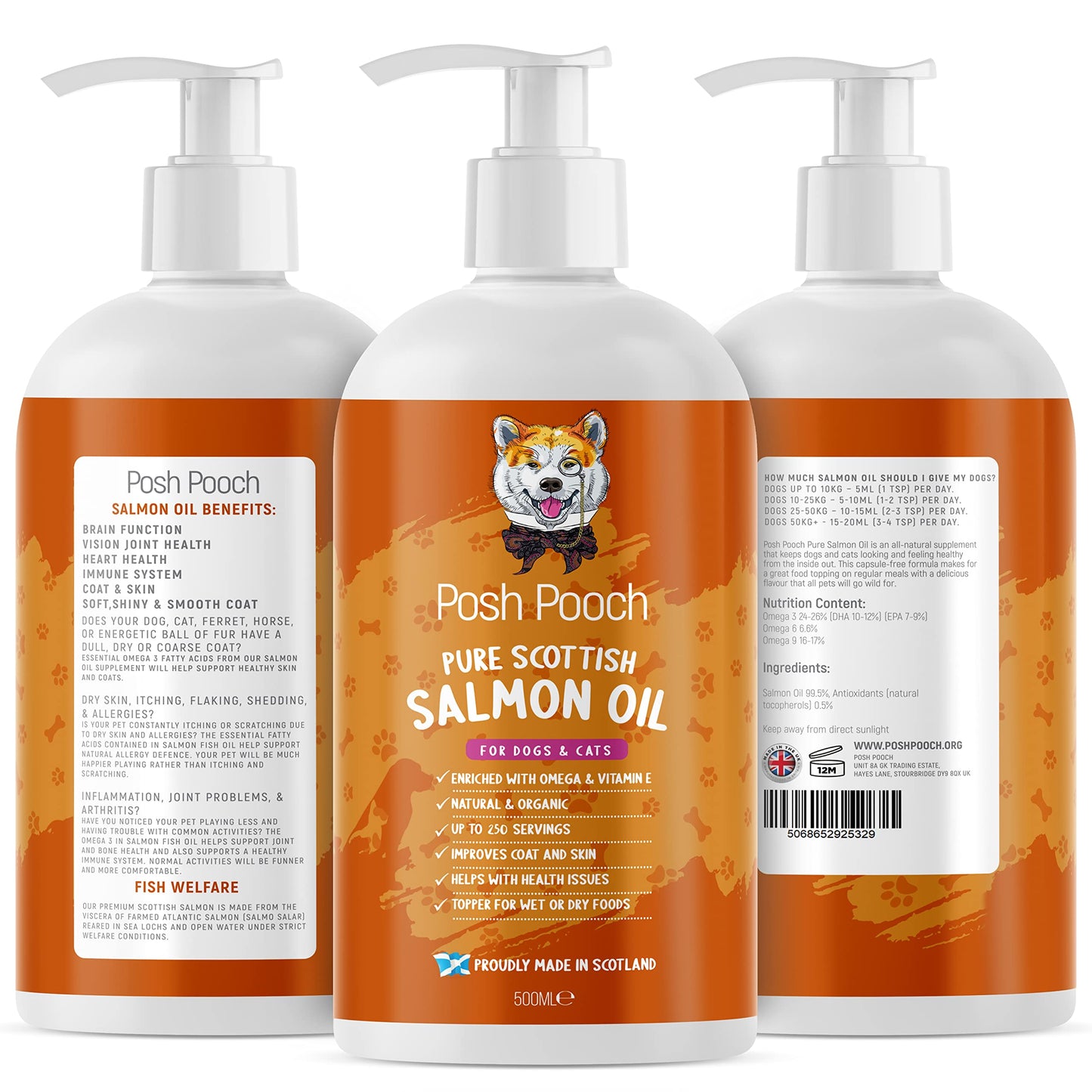 Scottish Salmon Oil For Dogs & Cats 1 Litre Omega 3,6,9 Vitamin E, Pure Fish Oil Promotes Coat, Enhanced Appetite, Relieves Itchiness, Increase Energy Kibble Supplement Booster (1 Litre (1000ml))