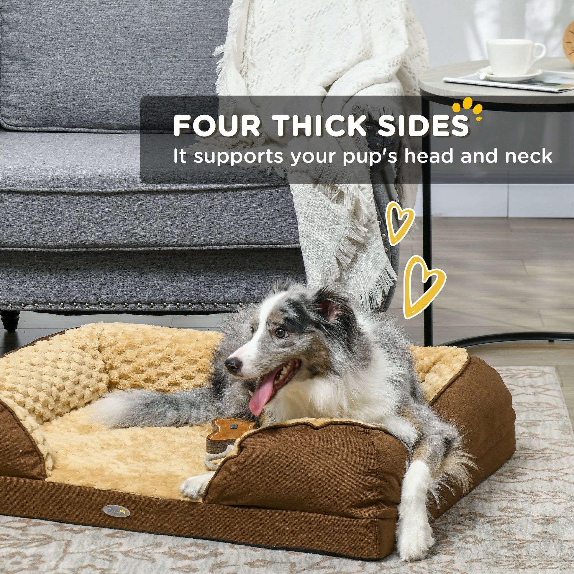 Calming Dog Bed Pet Mattress w/ Removable Cover, Anti-Slip Bottom, for Medium Dogs, 90L x 69W x 21Hcm - Brown-4