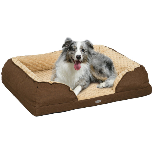 Calming Dog Bed Pet Mattress w/ Removable Cover, Anti-Slip Bottom, for Medium Dogs, 90L x 69W x 21Hcm - Brown-0