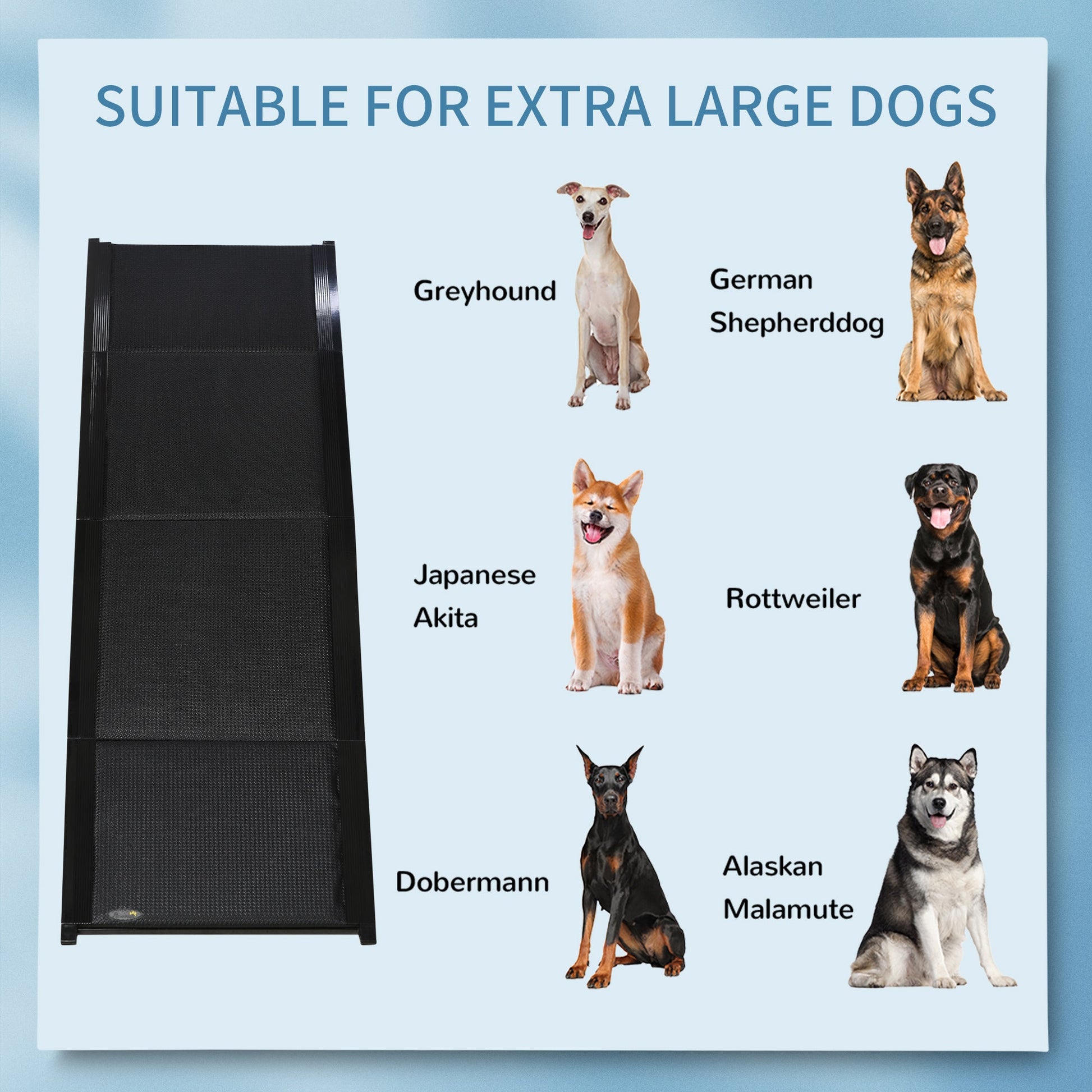 Folding Dog Ramp for Car for Extra Large Dogs, Portable Pet Ramp with Non-slip Surface, Aluminium Alloy Frame-3