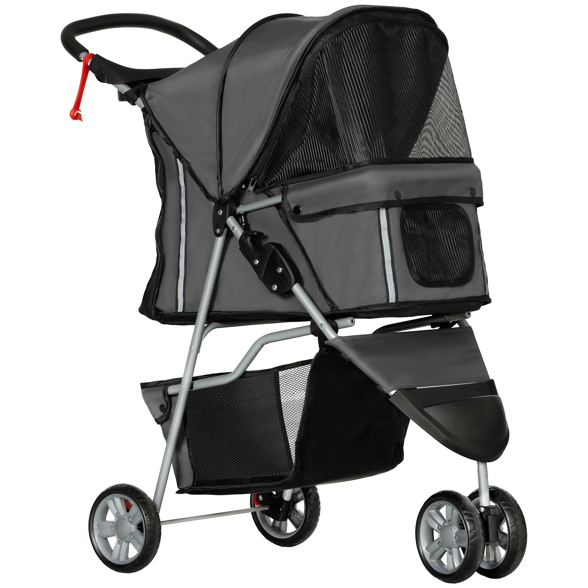 3 Wheel Pet Stroller for Small and Miniature Dogs, Charcoal Grey-0
