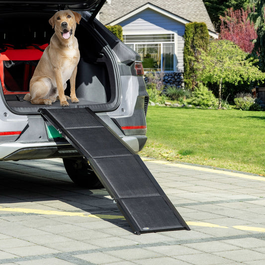 Folding Dog Ramp for Car for Extra Large Dogs, Portable Pet Ramp with Non-slip Surface, Aluminium Alloy Frame-1